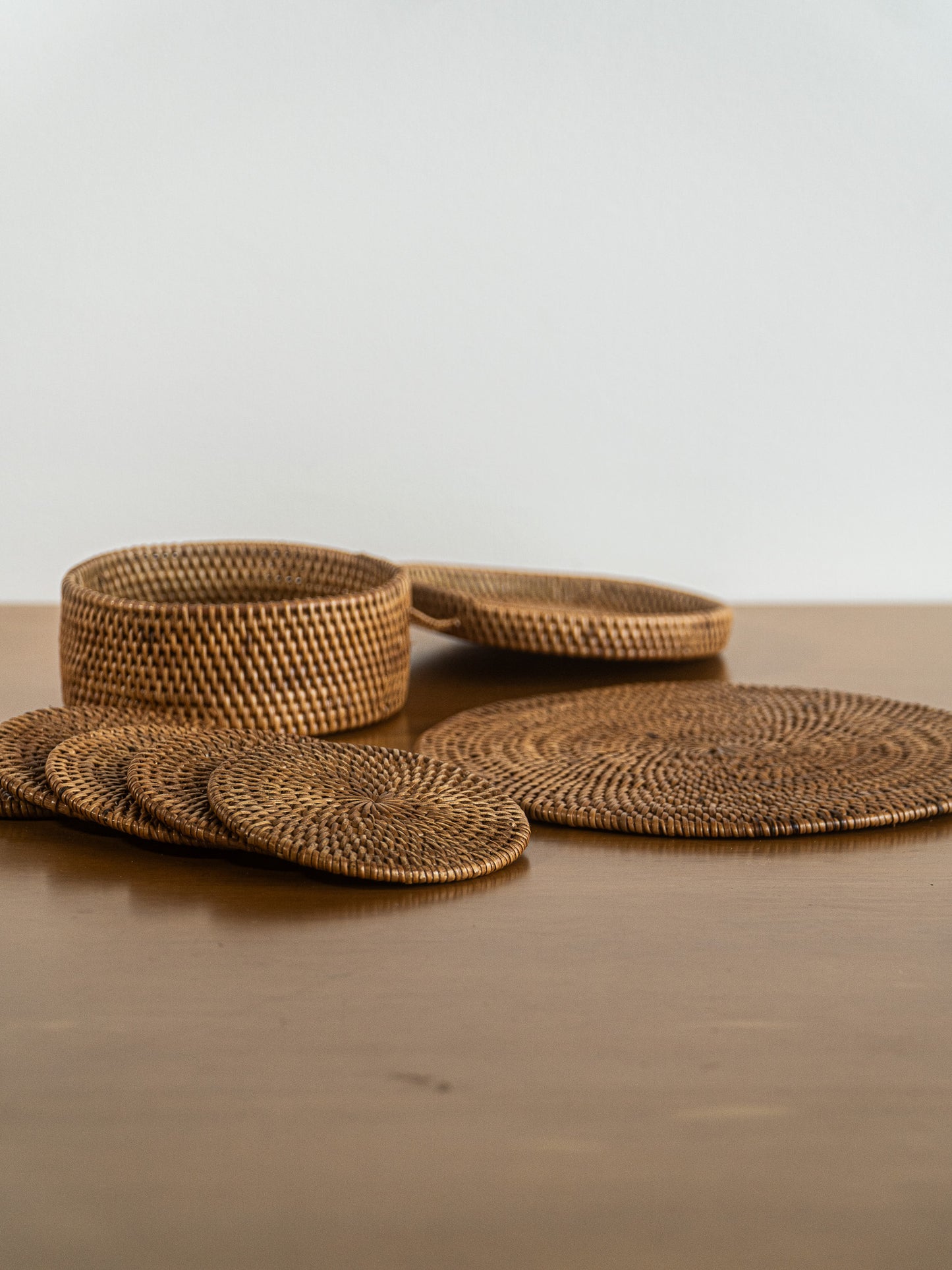 Handmade wicker coaster set