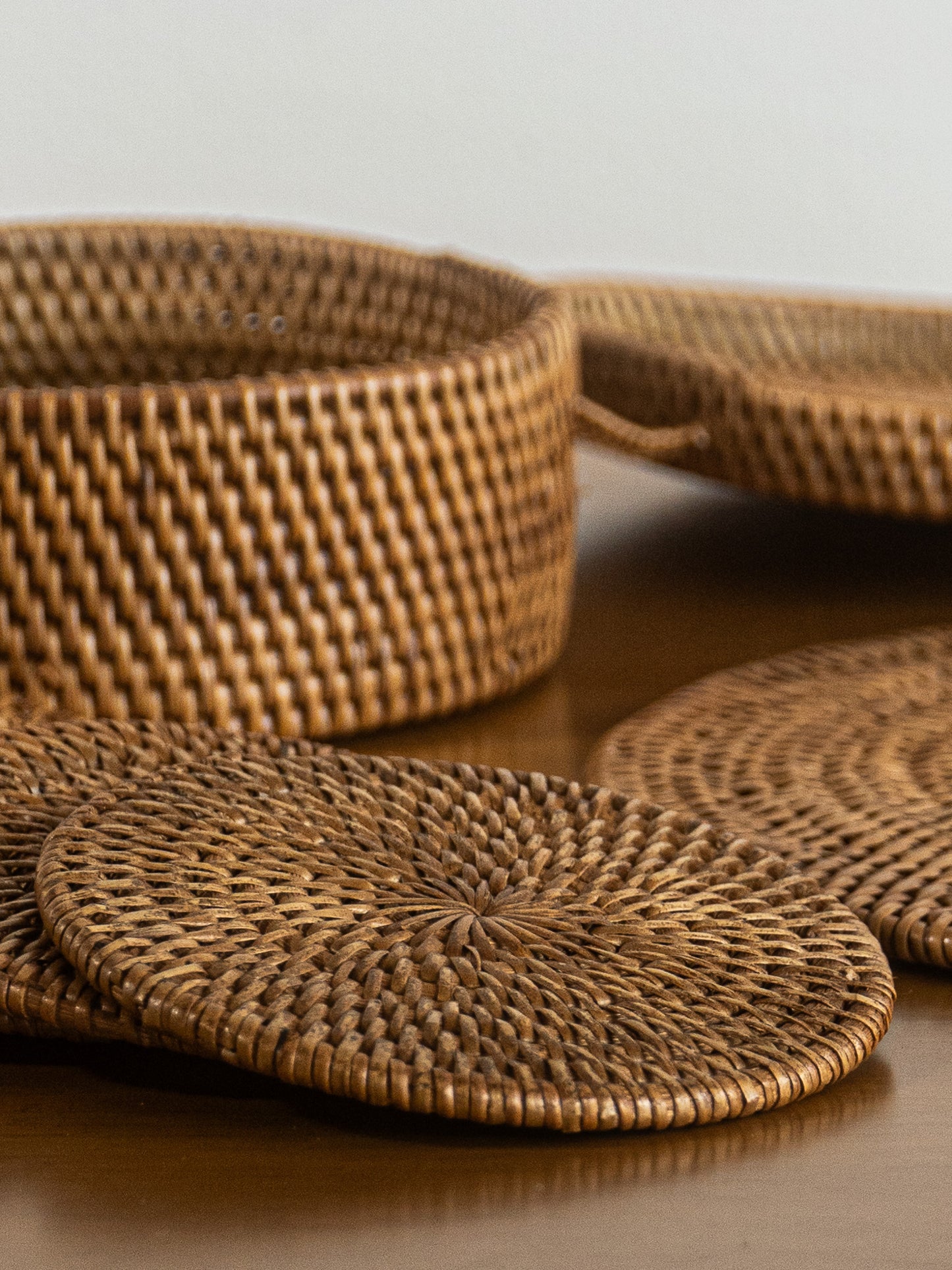 Handmade wicker coaster set